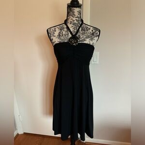 INC, black jersey halter dress size 6.
